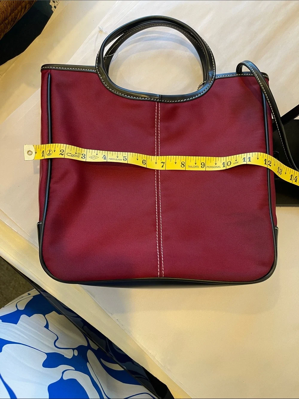 Charter Club Women’s Burgundy Tote Bag with Black Trim